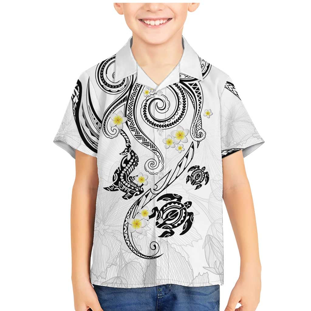 Polynesia Tribal Family Matching Mermaid Dress and Hawaiian Shirt White Plumeria Tentacles