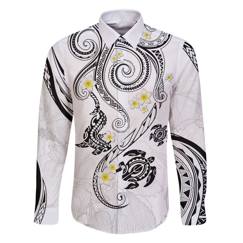 Polynesia Tribal Family Matching Summer Maxi Dress and Hawaiian Shirt White Plumeria Tentacles