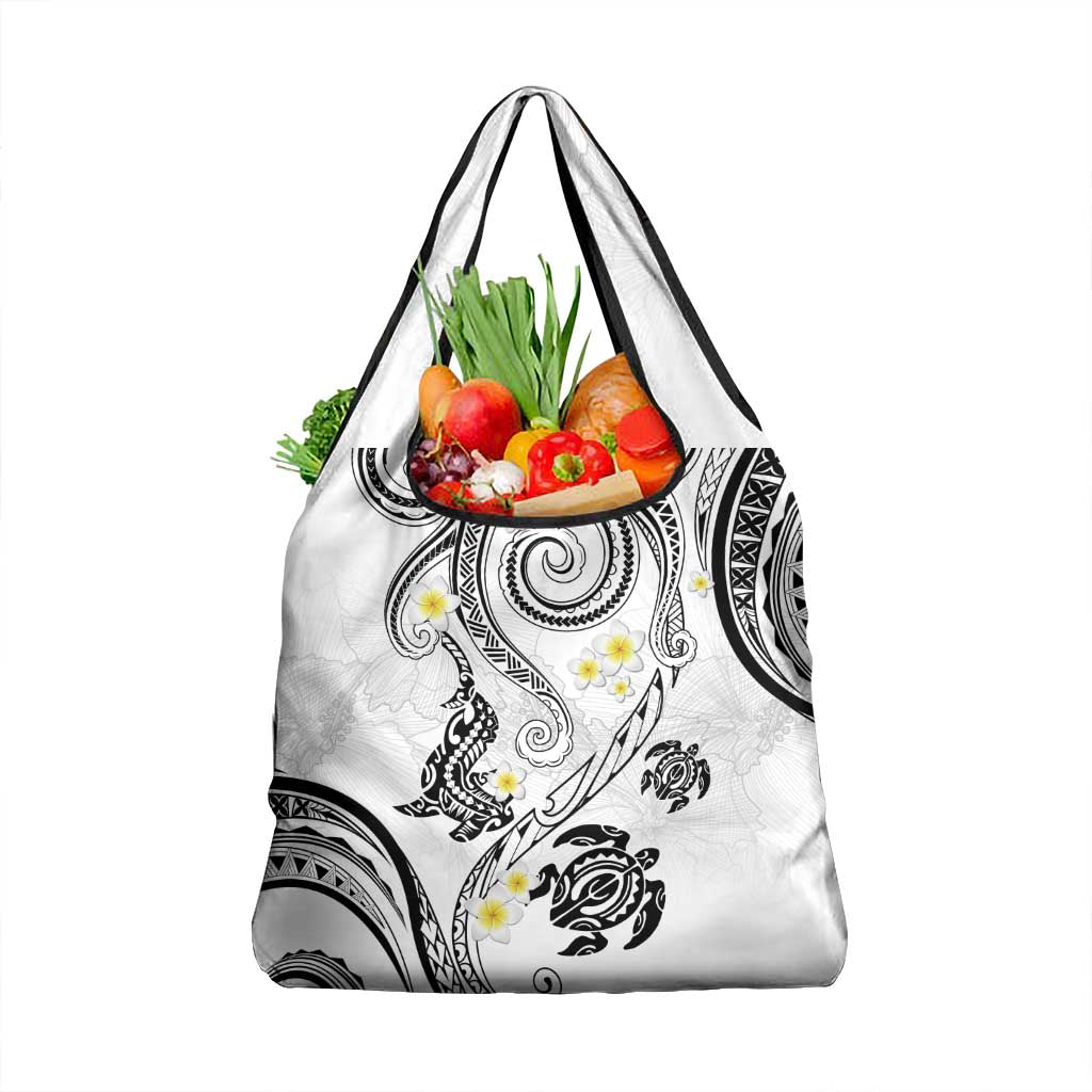 Polynesia Tribal Grocery Bag White Plumeria Tentacles LT7 1-pack One Size White - Polynesian Pride