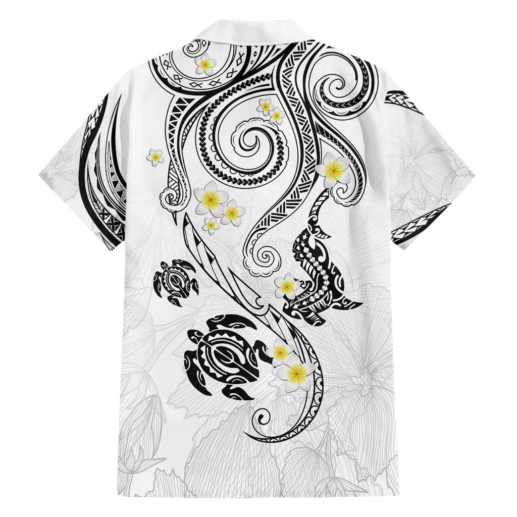 Polynesia Tribal Hawaiian Shirt White Plumeria Tentacles