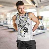 Polynesia Tribal Men Tank Top White Plumeria Tentacles