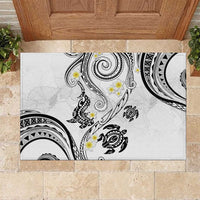 Polynesia Tribal Rubber Doormat White Plumeria Tentacles
