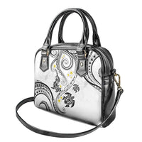 Polynesia Tribal Shoulder Handbag White Plumeria Tentacles