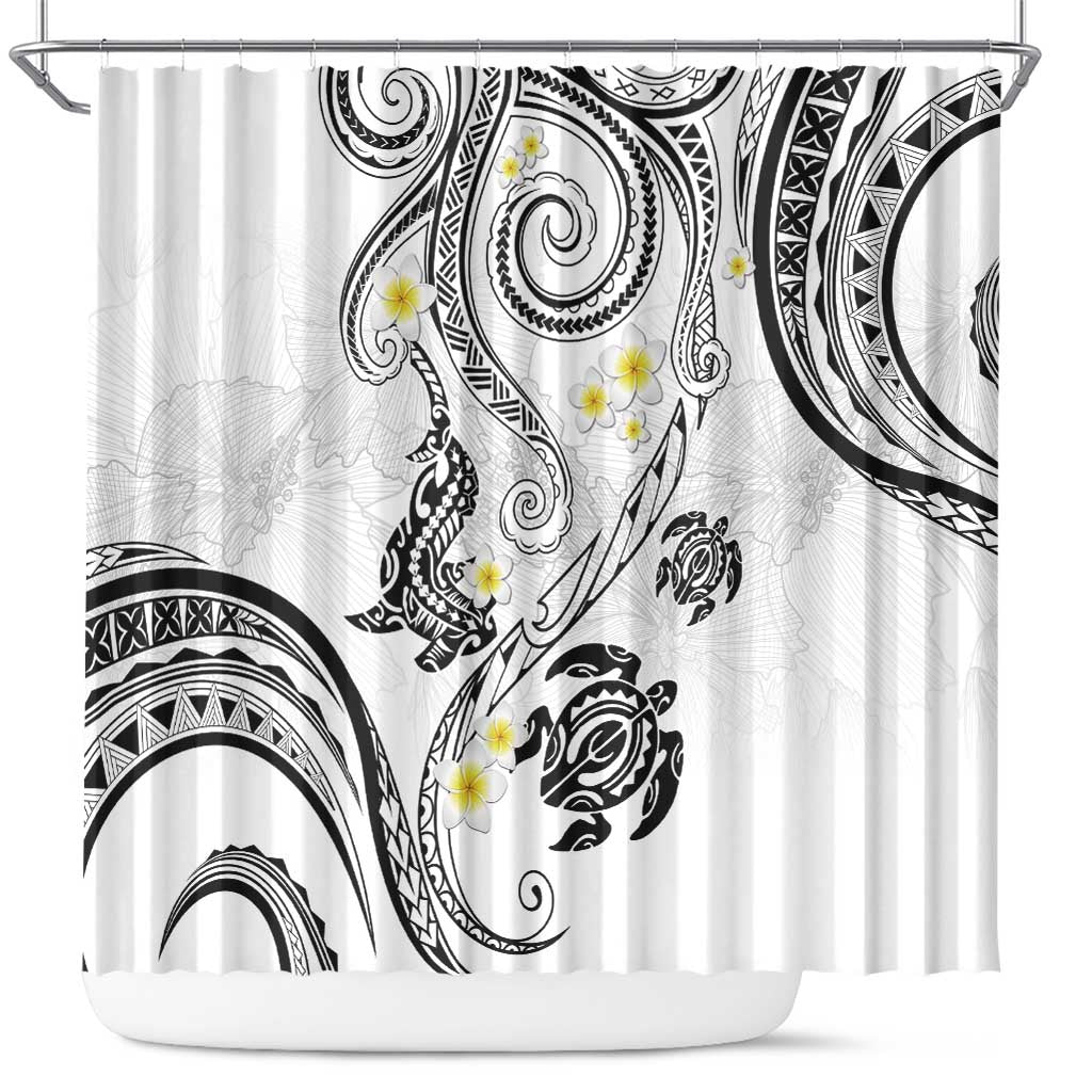 Polynesia Tribal Shower Curtain White Plumeria Tentacles LT7 White - Polynesian Pride