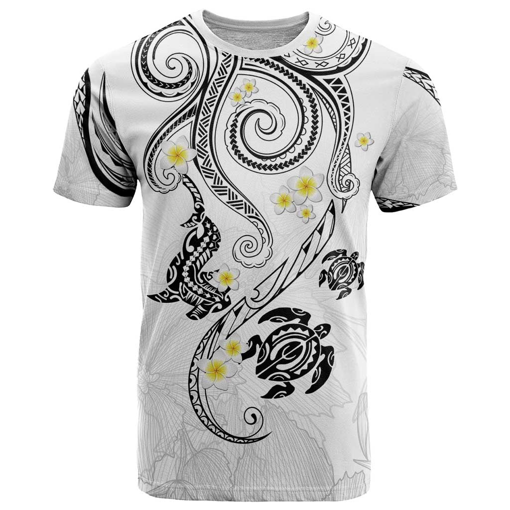 Polynesia Tribal T Shirt White Plumeria Tentacles