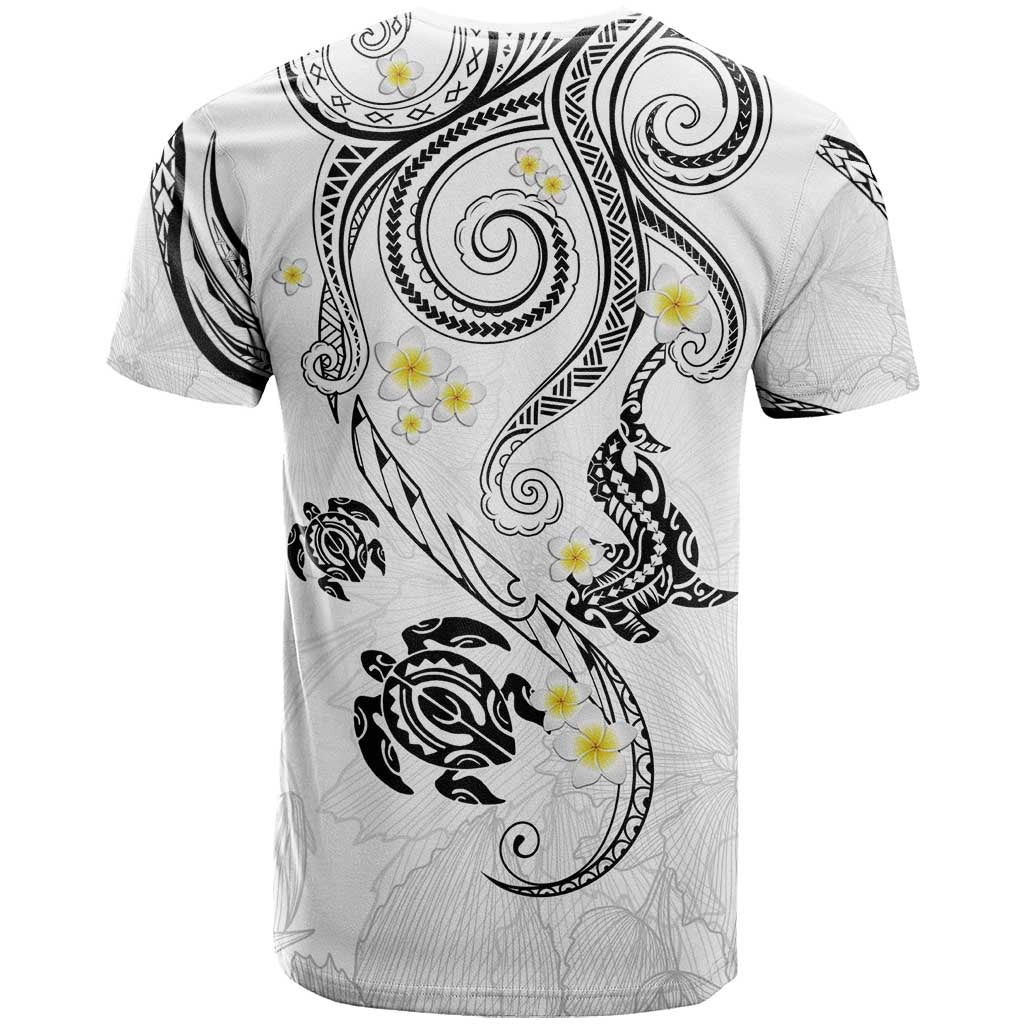 Polynesia Tribal T Shirt White Plumeria Tentacles