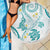 Polynesia Tribal Beach Blanket Teal Plumeria Tentacles