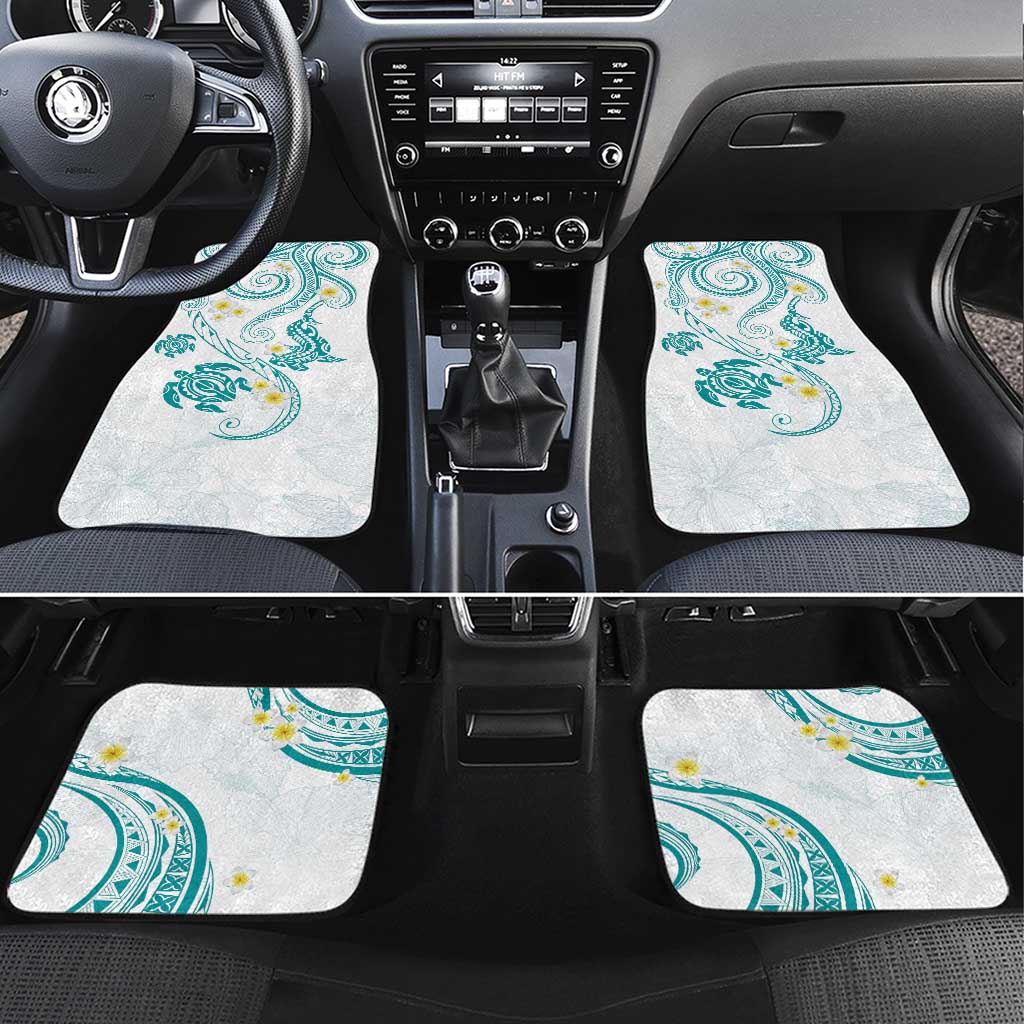 Polynesia Tribal Car Mats Teal Plumeria Tentacles