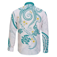 Polynesia Tribal Family Matching Off Shoulder Maxi Dress and Hawaiian Shirt Teal Plumeria Tentacles