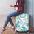Polynesia Tribal Luggage Cover Teal Plumeria Tentacles