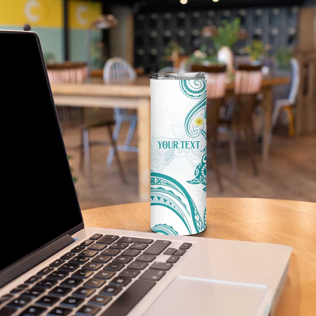 Polynesia Tribal Skinny Tumbler Teal Plumeria Tentacles