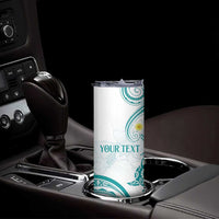 Polynesia Tribal Skinny Tumbler Teal Plumeria Tentacles