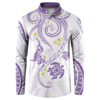Polynesia Tribal Button Sweatshirt Lilac Plumeria Tentacles