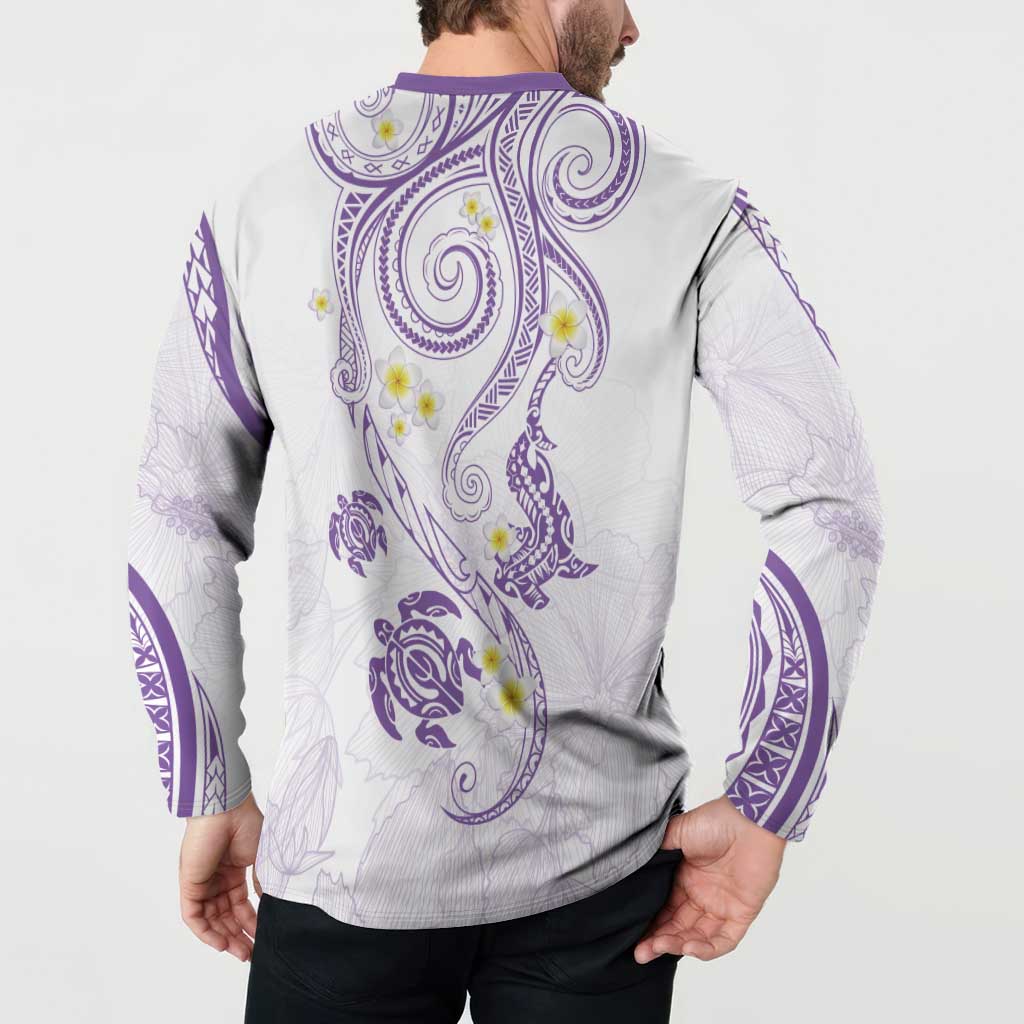 Polynesia Tribal Button Sweatshirt Lilac Plumeria Tentacles