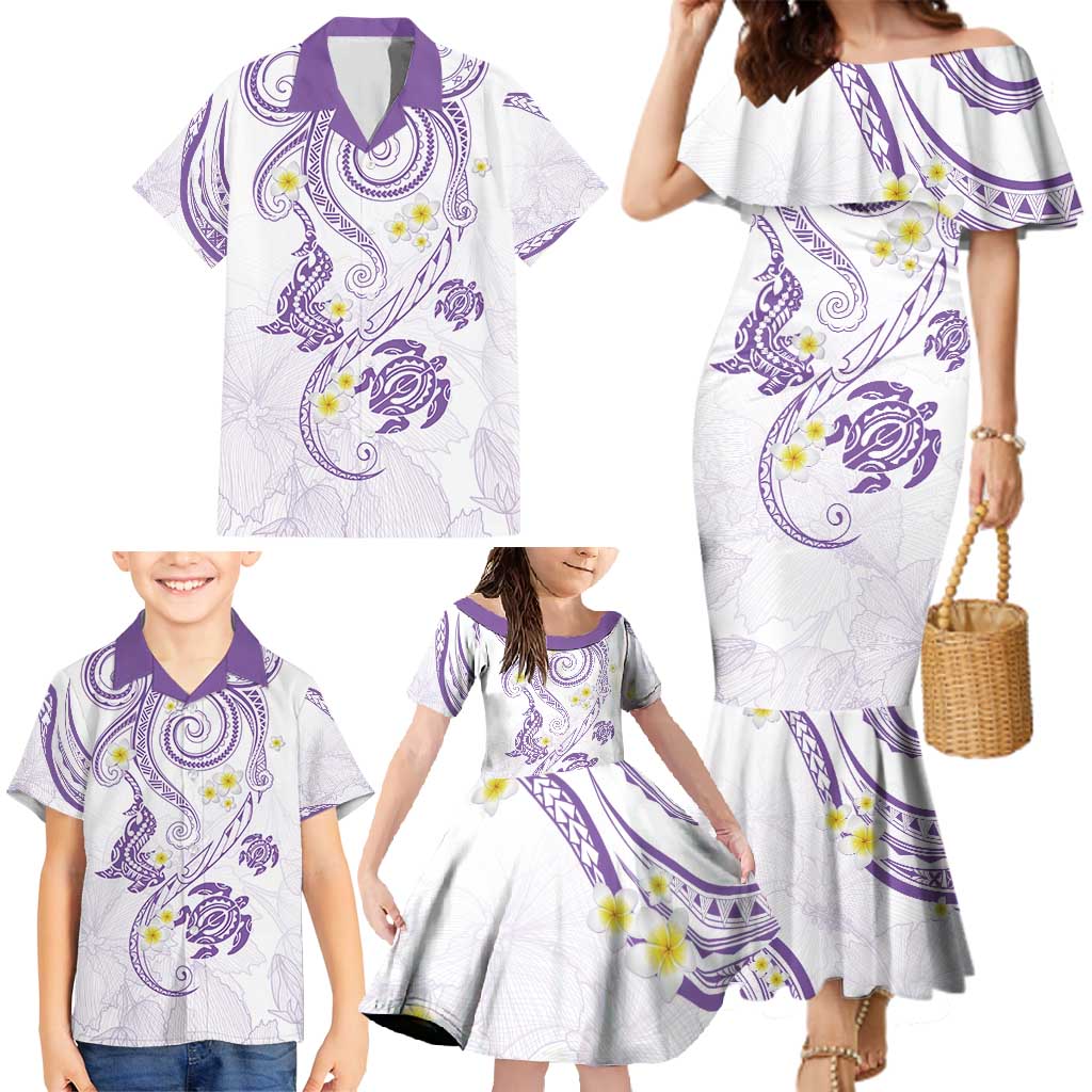 Polynesia Tribal Family Matching Mermaid Dress and Hawaiian Shirt Lilac Plumeria Tentacles LT7 - Polynesian Pride