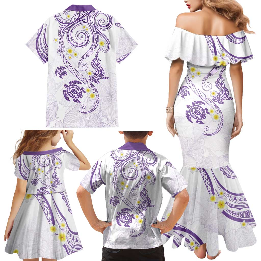 Polynesia Tribal Family Matching Mermaid Dress and Hawaiian Shirt Lilac Plumeria Tentacles LT7 - Polynesian Pride