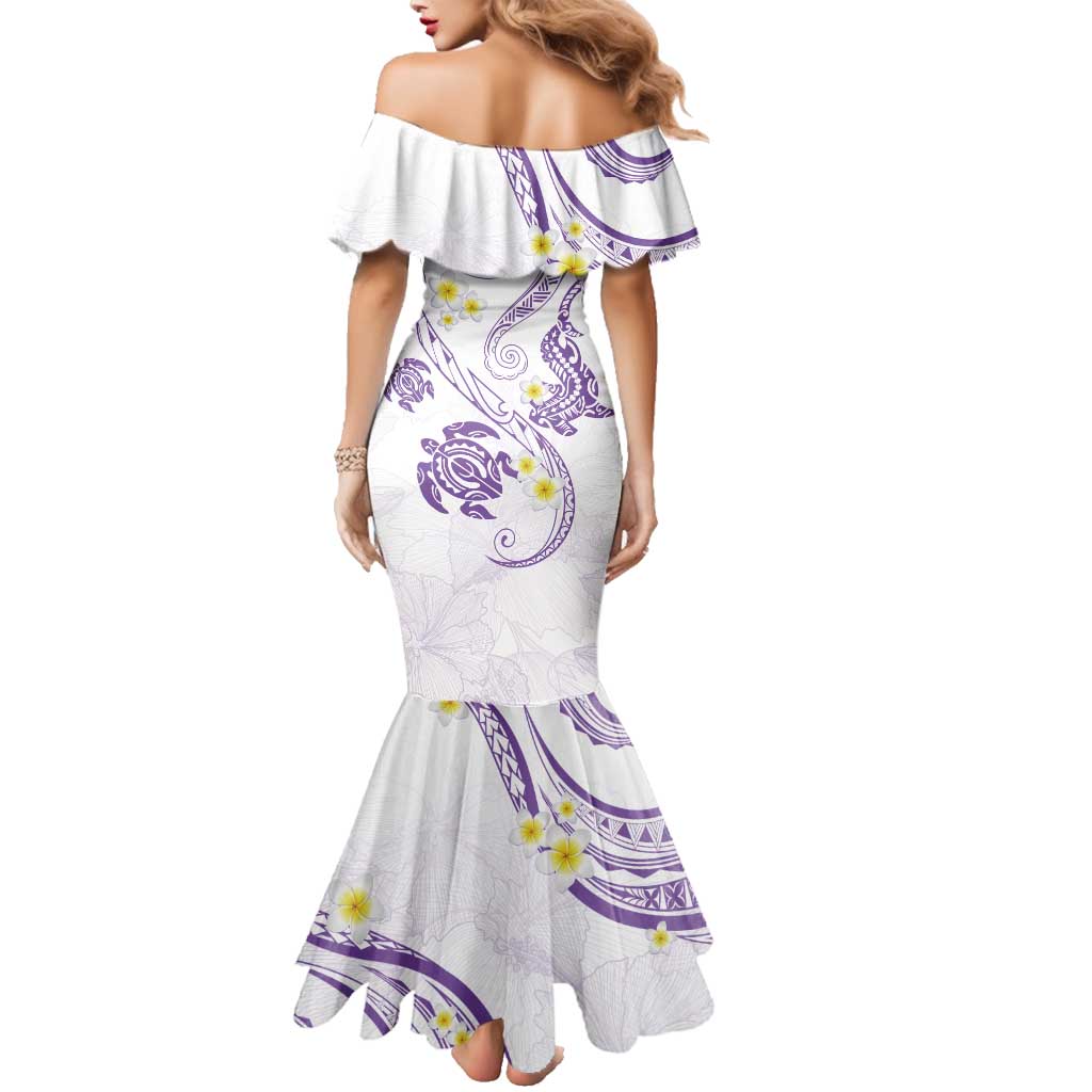 Polynesia Tribal Family Matching Mermaid Dress and Hawaiian Shirt Lilac Plumeria Tentacles LT7 - Polynesian Pride