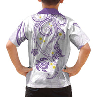 Polynesia Tribal Family Matching Off The Shoulder Long Sleeve Dress and Hawaiian Shirt Lilac Plumeria Tentacles LT7 - Polynesian Pride