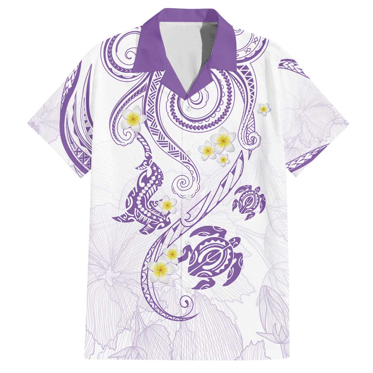 Polynesia Tribal Family Matching Off The Shoulder Long Sleeve Dress and Hawaiian Shirt Lilac Plumeria Tentacles LT7 - Polynesian Pride