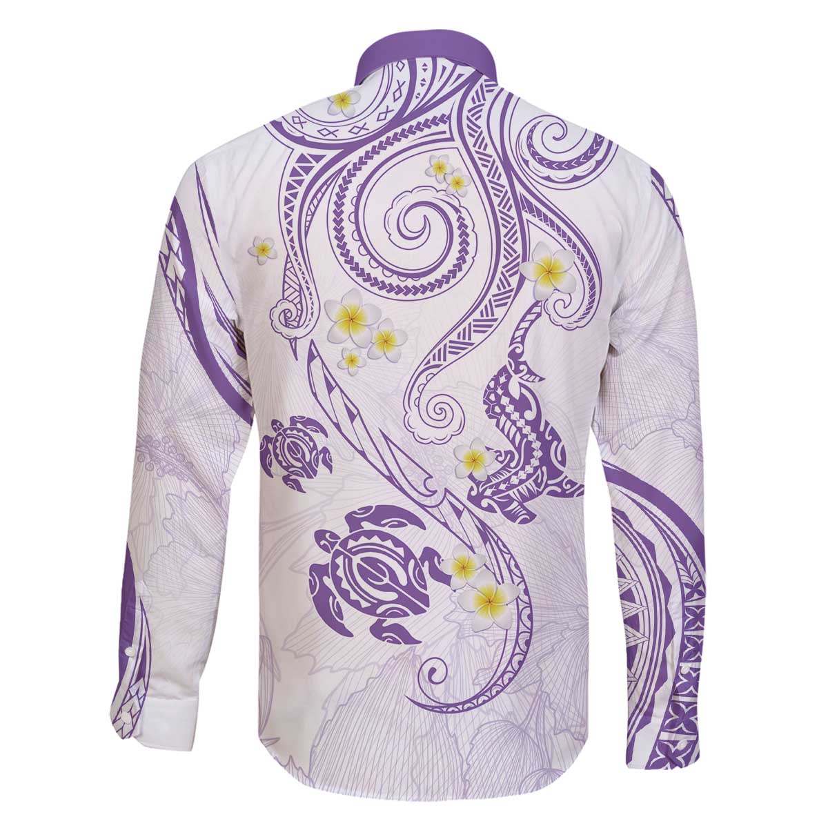 Polynesia Tribal Family Matching Off The Shoulder Long Sleeve Dress and Hawaiian Shirt Lilac Plumeria Tentacles LT7 - Polynesian Pride