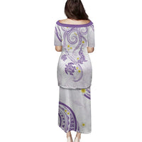 Polynesia Tribal Family Matching Puletasi and Hawaiian Shirt Lilac Plumeria Tentacles