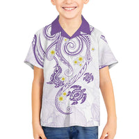 Polynesia Tribal Family Matching Puletasi and Hawaiian Shirt Lilac Plumeria Tentacles