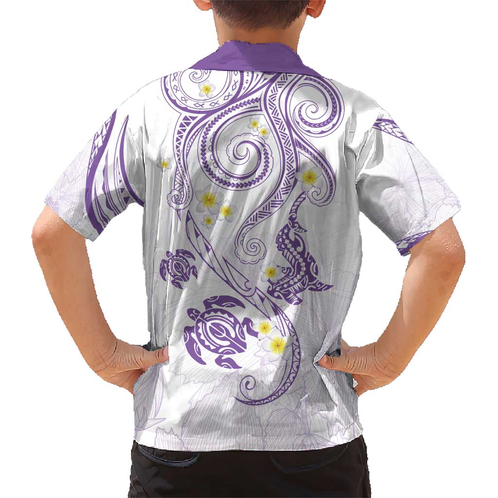 Polynesia Tribal Family Matching Short Sleeve Bodycon Dress and Hawaiian Shirt Lilac Plumeria Tentacles LT7 - Polynesian Pride
