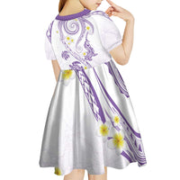 Polynesia Tribal Kid Short Sleeve Dress Lilac Plumeria Tentacles