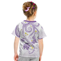 Polynesia Tribal Kid T Shirt Lilac Plumeria Tentacles