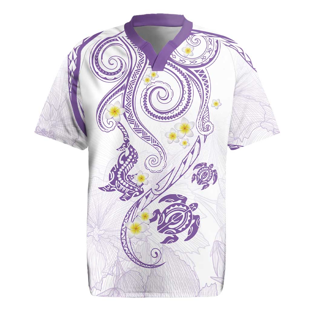 Polynesia Tribal Rugby Jersey Lilac Plumeria Tentacles LT7 Lilac - Polynesian Pride