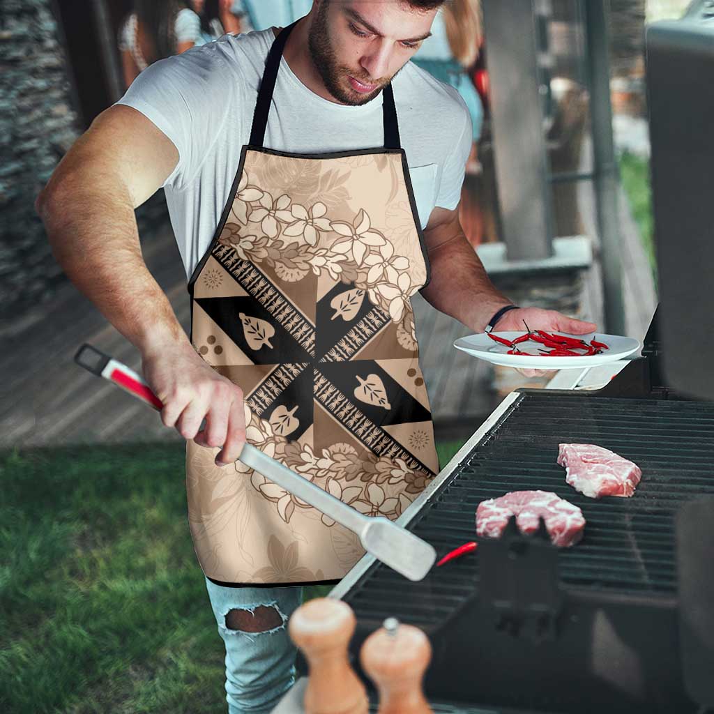 Bula Fiji Plumeria Tagimoucia Salusalu Beige Apron Kaiviti Masi - Polynesian Pride