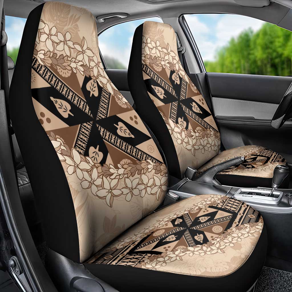 Bula Fiji Plumeria Tagimoucia Salusalu Beige Car Seat Cover Kaiviti Masi LT7 - Polynesian Pride