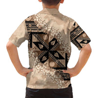 Bula Fiji Plumeria Tagimoucia Salusalu Beige Family Matching Puletasi and Hawaiian Shirt Kaiviti Masi LT7 - Polynesian Pride