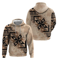 Bula Fiji Plumeria Tagimoucia Salusalu Beige Hoodie Kaiviti Masi LT7 - Polynesian Pride