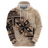 Bula Fiji Plumeria Tagimoucia Salusalu Beige Hoodie Kaiviti Masi LT7 - Polynesian Pride