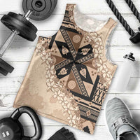 Bula Fiji Plumeria Tagimoucia Salusalu Beige Men Tank Top Kaiviti Masi - Polynesian Pride