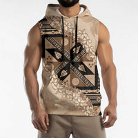 Bula Fiji Plumeria Tagimoucia Salusalu Beige Sleeveless Hoodie Kaiviti Masi LT7 - Polynesian Pride