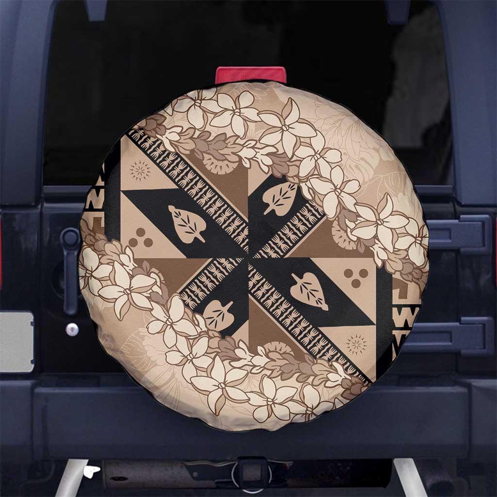 Bula Fiji Plumeria Tagimoucia Salusalu Beige Spare Tire Cover Kaiviti Masi LT7 No hole Beige - Polynesian Pride