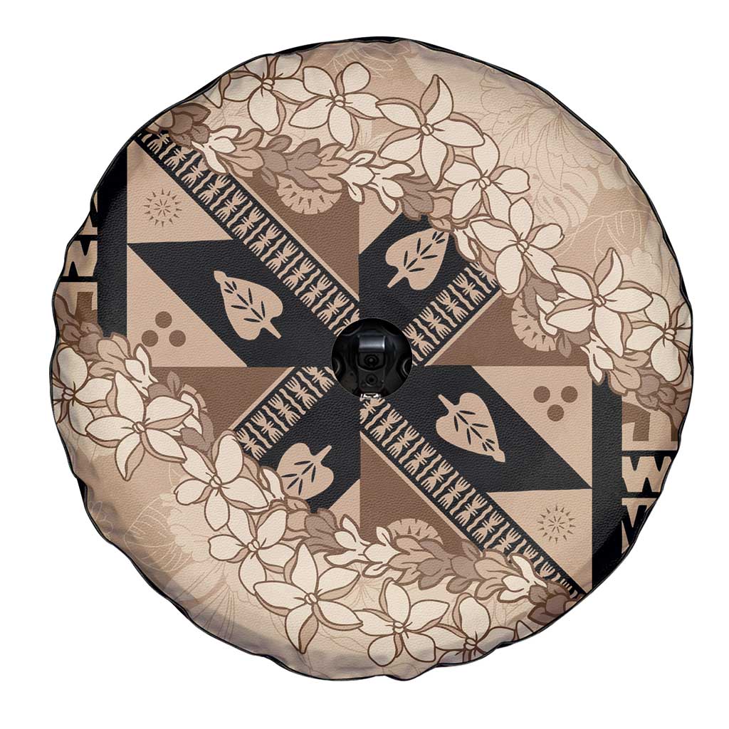 Bula Fiji Plumeria Tagimoucia Salusalu Beige Spare Tire Cover Kaiviti Masi LT7 - Polynesian Pride