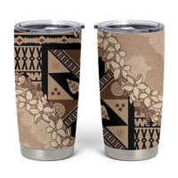 Bula Fiji Plumeria Tagimoucia Salusalu Beige Tumbler Cup Kaiviti Masi LT7 Beige - Polynesian Pride