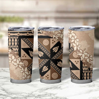 Bula Fiji Plumeria Tagimoucia Salusalu Beige Tumbler Cup Kaiviti Masi LT7 - Polynesian Pride