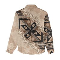 Bula Fiji Plumeria Tagimoucia Salusalu Beige Women Casual Shirt Kaiviti Masi LT7 - Polynesian Pride