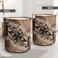 Bula Fiji Plumeria Tagimoucia Salusalu Mocha Laundry Basket Kaiviti Masi - Polynesian Pride