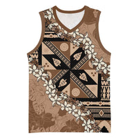 Bula Fiji Plumeria Tagimoucia Salusalu Mocha Basketball Jersey Kaiviti Masi LT7 Unisex Mocha - Polynesian Pride