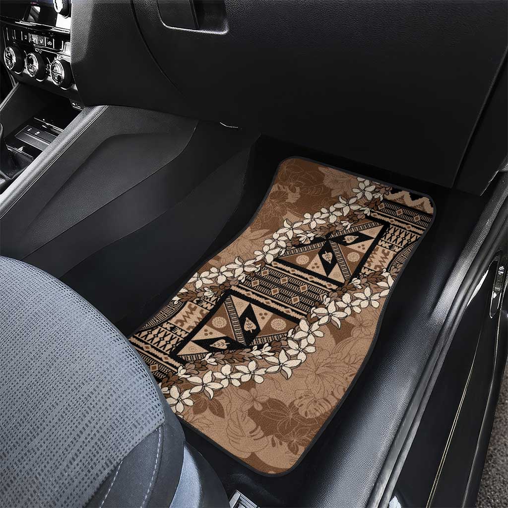 Bula Fiji Plumeria Tagimoucia Salusalu Mocha Car Mats Kaiviti Masi - Polynesian Pride