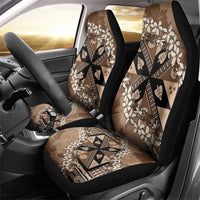 Bula Fiji Plumeria Tagimoucia Salusalu Mocha Car Seat Cover Kaiviti Masi LT7 - Polynesian Pride