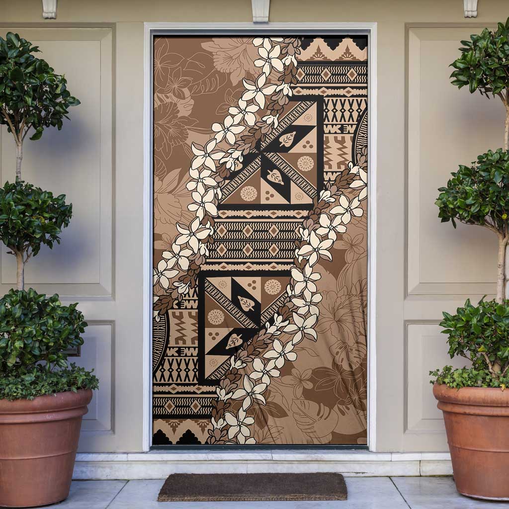 Bula Fiji Plumeria Tagimoucia Salusalu Mocha Door Cover Kaiviti Masi LT7 Mocha - Polynesian Pride