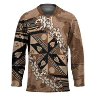Bula Fiji Plumeria Tagimoucia Salusalu Mocha Hockey Jersey Kaiviti Masi LT7 Unisex Mocha - Polynesian Pride