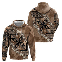 Bula Fiji Plumeria Tagimoucia Salusalu Mocha Hoodie Kaiviti Masi LT7 - Polynesian Pride