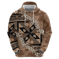Bula Fiji Plumeria Tagimoucia Salusalu Mocha Hoodie Kaiviti Masi LT7 - Polynesian Pride